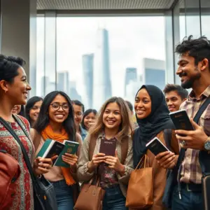 a group of people holding passports